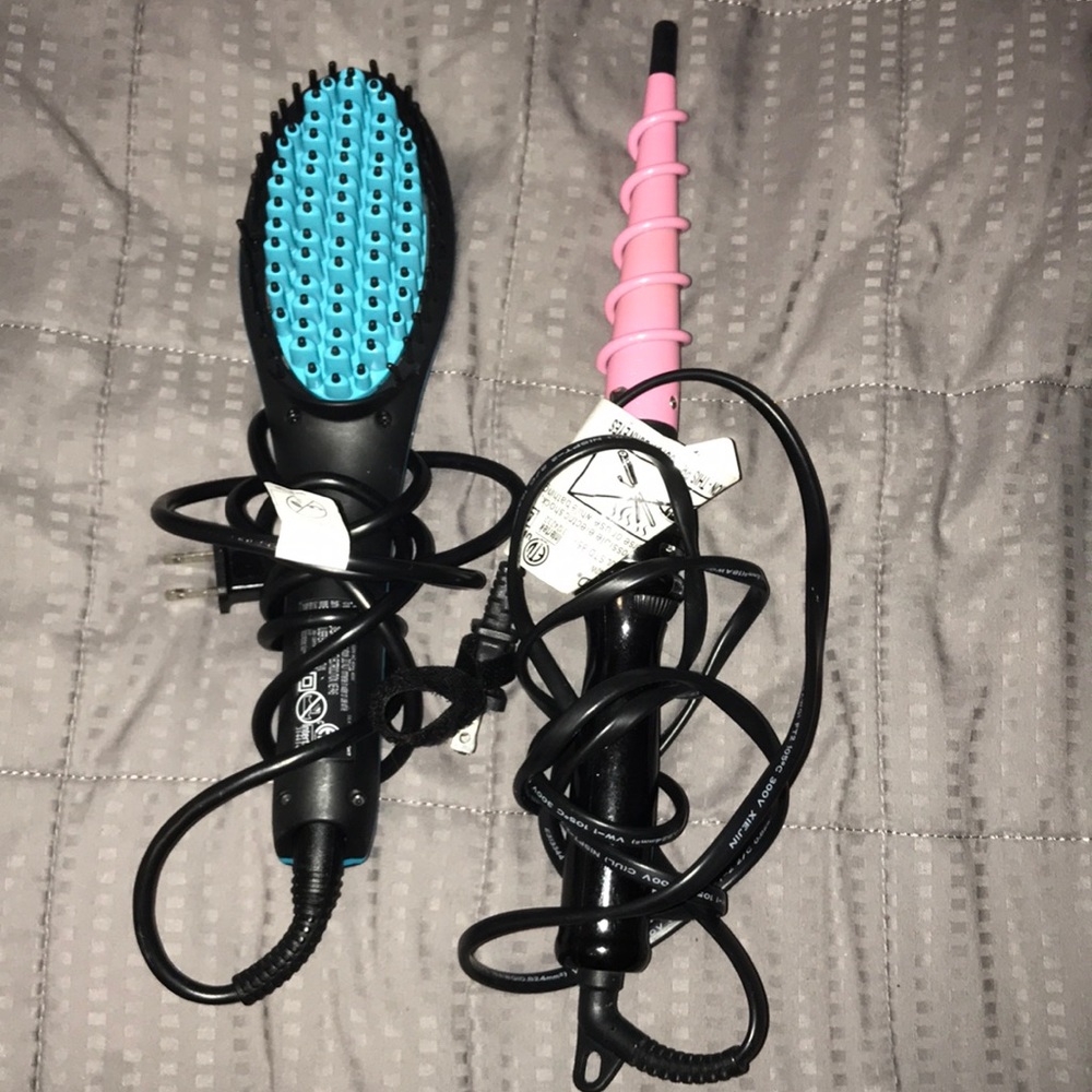 Curling Wand and Brush Straightener Bundle